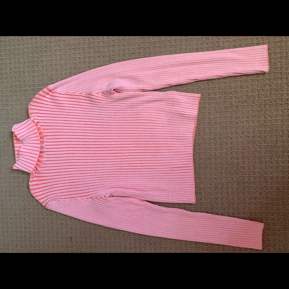 Plus Sized Pink Ribbed Turtleneck Sweater